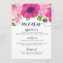 Menu floral //que Wedding, chá de panela, chá de