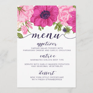 Menu floral //que Wedding, chá de panela, chá de