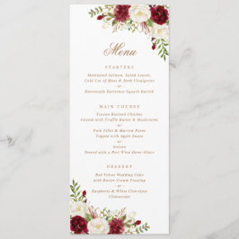 Menu Floral Red Burgundy White Greenery Moderno Mínimo