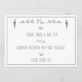 Menu Floral rosa e roxo