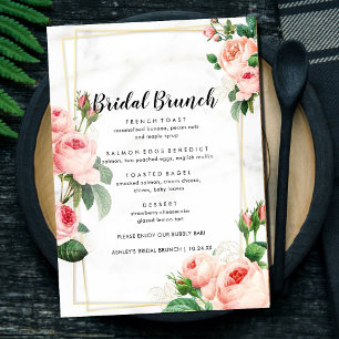 Menu Floral Rosy Blush Bridal Brunch