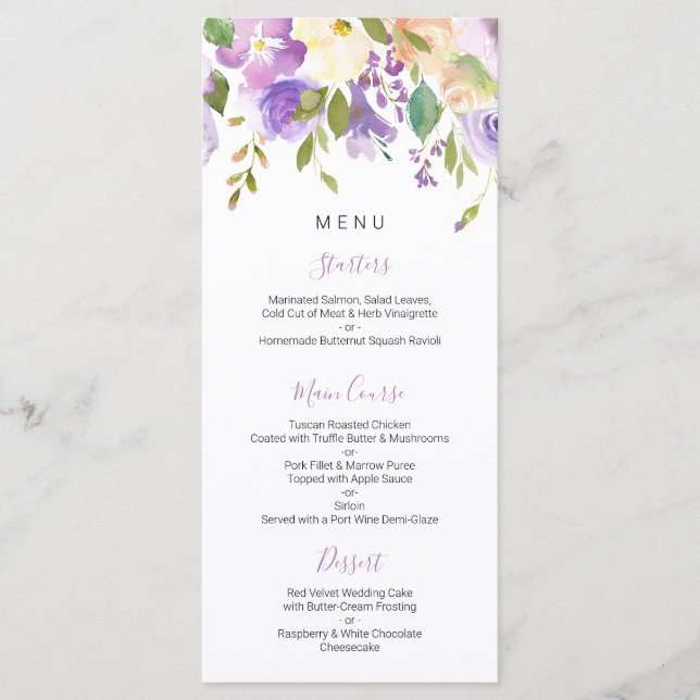 Menu floral roxo (Frente)