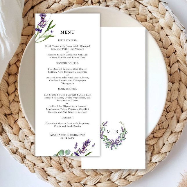 Menu Floral Rustic Lavanda Roxo (Criador carregado)