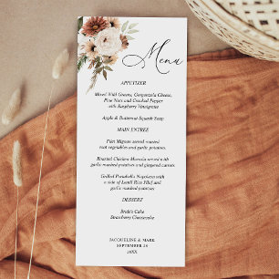 Menu Floral Rustic Neutral Boho