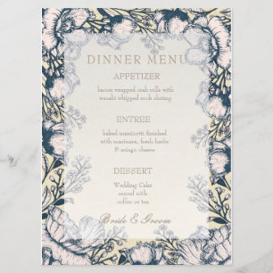 Menu Floral Rustic Vintage Flower