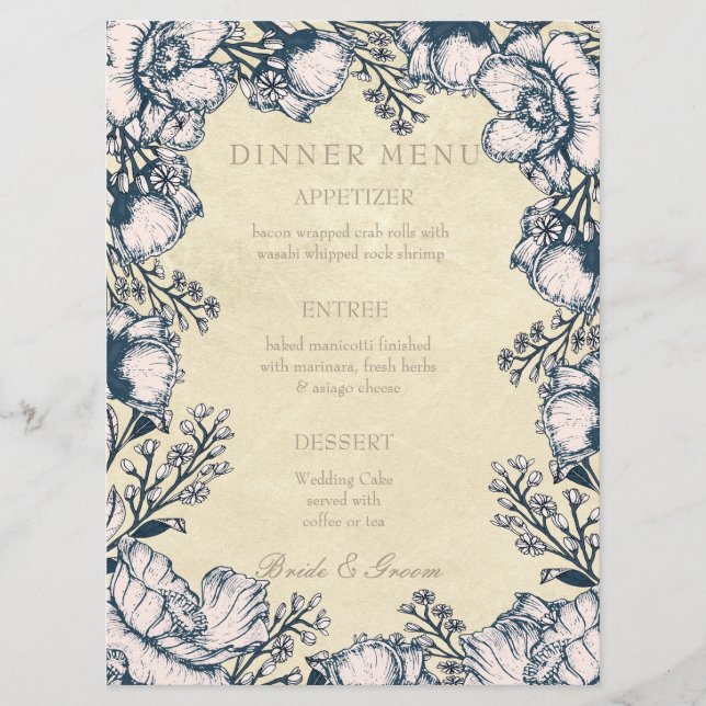 Menu Floral Rustic Vintage Flower (Frente)