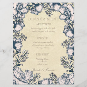 Menu Floral Rustic Vintage Flower