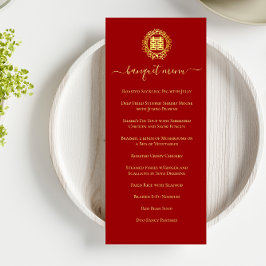 Menu Floral terra vermelha do casamento chinês dupla fe