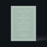 Menu Florence Sage Green Elegant Wedding<br><div class="desc">Menu de casamento elegante com um design simples e clássico.</div>