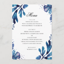 Flores azuis em aquarela. Casamento botânico azul-