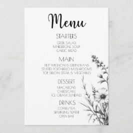 Menu Flores B&W Negrito