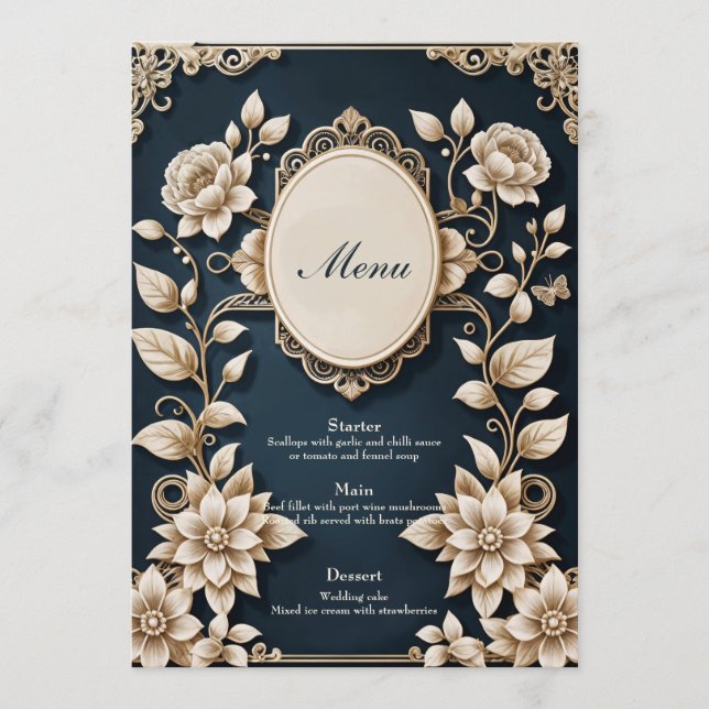 Menu flores coloridas elegantes creame. (Frente)