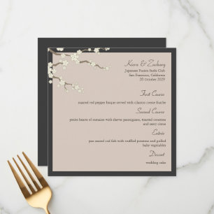 Menu Flores de cerejeira brancas de Sakura que Wedding