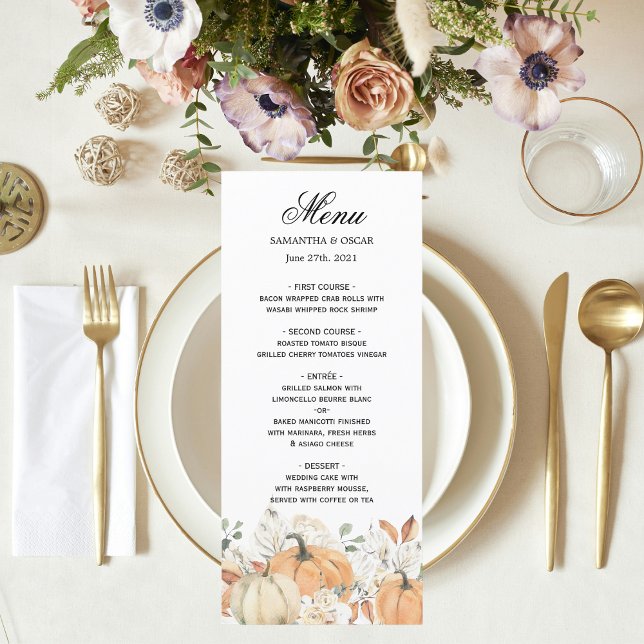 Menu Flores de Cores d'Água Trendy e Bompkins outono (Criador carregado)