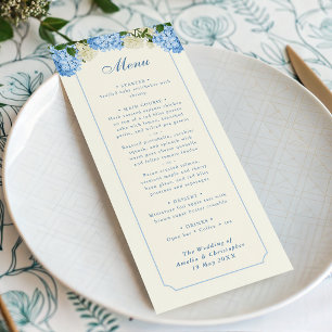 Menu Flores de Hortênsia Azul Rosas Brancas Jardim Casa