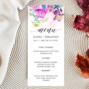 Menu Flores de Outono em Aquarela Boho