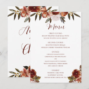 MENU FLORES DE QUEDA DE ÁGUA CASAMENTO
