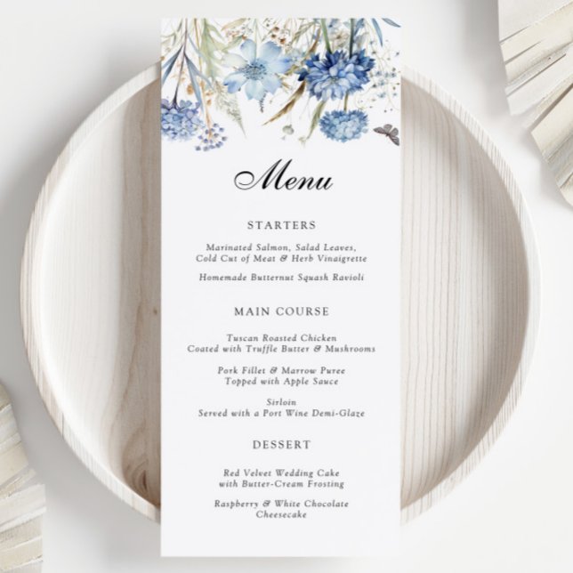 Menu Flores de Recepção de Casamento de Hortênsia Azul  (Criador carregado)