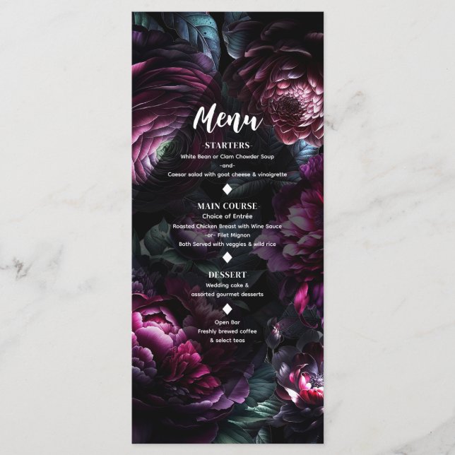 Menu Flores Enfeitiçadas Ousadas e Temperamentais Cardá (Frente)