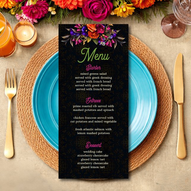 Menu Flores mexicanas elegantes para casamento (Criador carregado)