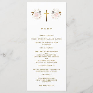 Menu Flores Rosa Elegantes Batismo Dourado Entre Rapari
