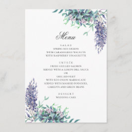 Menu Flores roxas. Casamento floral de jardim. Lavanda