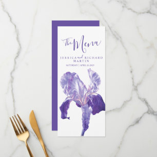 Menu Flores roxas da íris da bandeira que wedding o