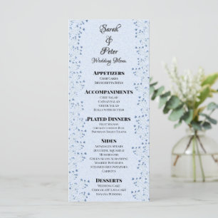 Menu Flores Selvagens Azuis Escuros Delicados Casamento