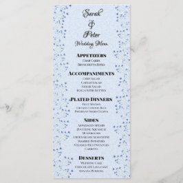 Menu Flores Selvagens Azuis Escuros Delicados Casamento
