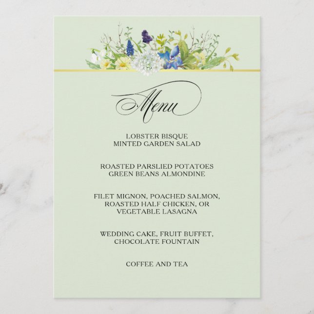 Menu Flores Selvagens Russas do Jardim Secreto (Frente)