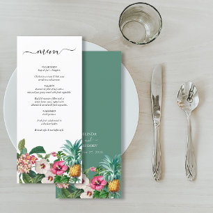 Menu Flores Tropicais De Cores Aquáticas E Casamento Ve