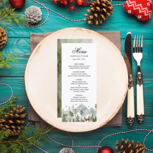 Menu Floresta de Aquarela Árvores E Veados
