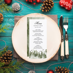 Menu Floresta Verde Moderna De Aquarela De Inverno Com