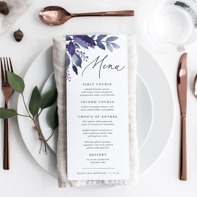 Menu Folhagem Abundante Violeta Botânica (Criador carregado)