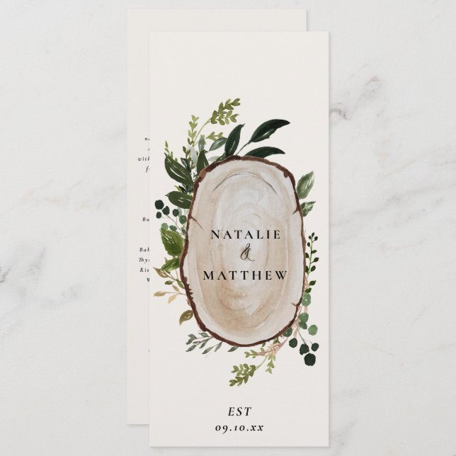 Menu Folhagem botânica, fazenda de folhagem elegante ca (Frente/Verso)