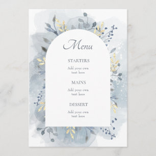 Menu folhagem de aquarela azul