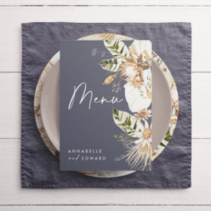 Menu Folhagem elegante botânica e moderna da boêmia a