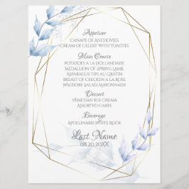 Menu Folhagem Lilática Azul Pálido, Elegante Moderno