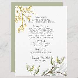 Menu Folhagem Verde e Dourada do Elegante Moderno