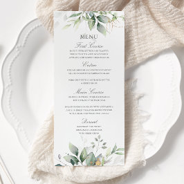 Menu Folhas de Eucalipto Elegantes Vegetação Casamento