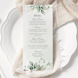 Menu Folhas de Eucalipto Verde Elegante Casamento Doura
