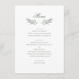 Menu Folhas de oliveira simples. Casamento italiano. Bo