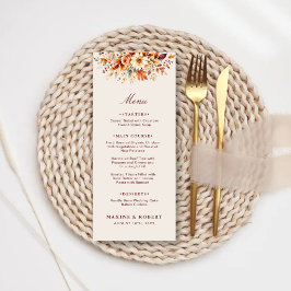 Menu Folhas de Outono Casamento Botânico Aquarela