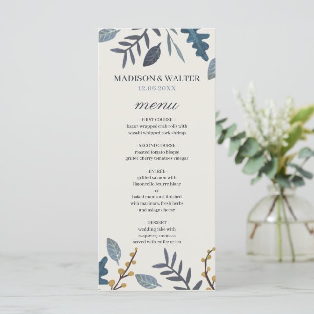 Menu Folhas de outono rústicas caem no casamento (Em pé/Frente)