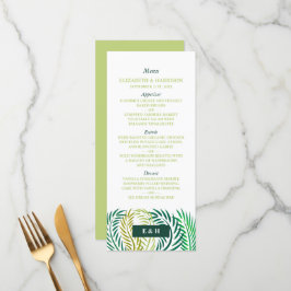 Menu Folhas de Palma Tropicais, Casamento de Praia