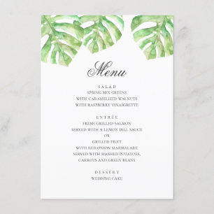 Menu Folhas verdes exóticas. Casamento tropical de verã