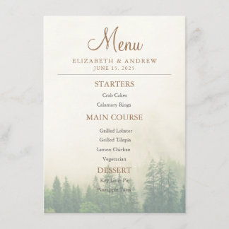 Menu Forest Mountain Weds
