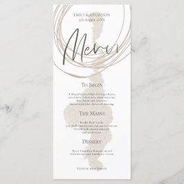 Menu Forma Casamento de Beige das Linhas Circulares de