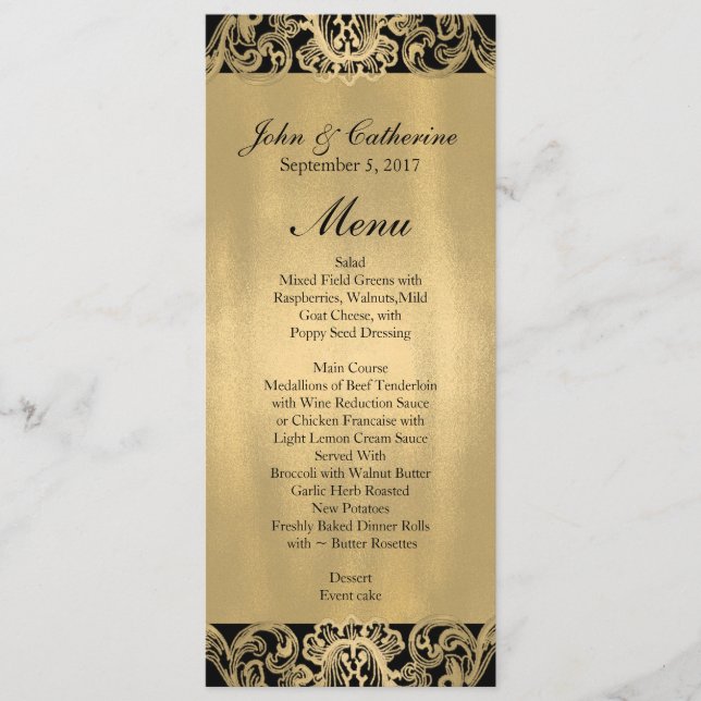 Menu Formal Black and Dourado Wedding (Frente)