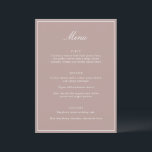 Menu Formal Classic Border Mauve Script Elegant Wedding<br><div class="desc">This formal wedding menu card features an elegant script heading, clean serif typography, and a classic border on a mauve background for a timeless reception look. The structured layout presents each course clearly while adding a refined, cohesive touch to table settings or place settings. Designed to coordinate seamlessly with classic...</div>